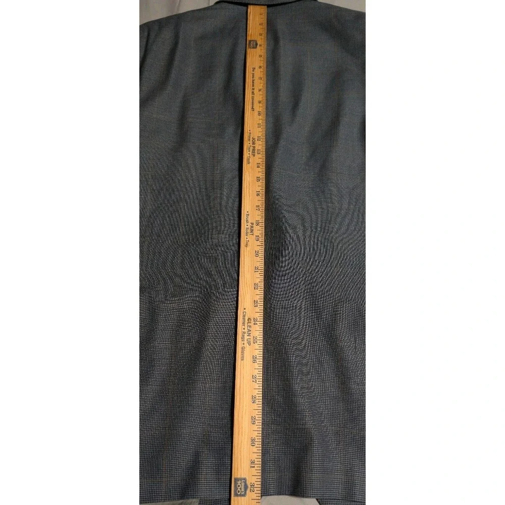 Peter Millar Sport Coat Blazer 46T Blue Windowpane Wool Silk Linen Made Canada